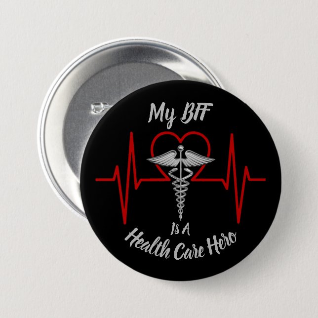 Health Care Hero BESTE FREUNDIN Button (Vorne & Hinten)