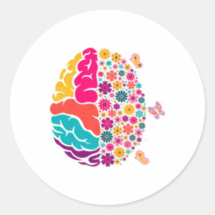 Health Floral Brain Depression Awareness Counselor Runder Aufkleber