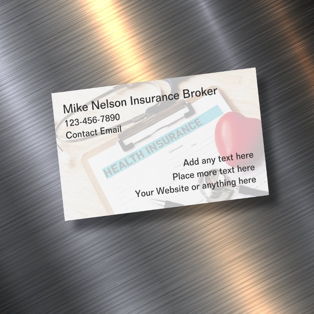 Health Insurance Broker Modern Magnetische Visitenkarte (Von Creator hochgeladen)
