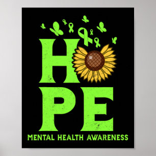 Health Lime Green Hope Vintag Sonnenblumenbewussts Poster