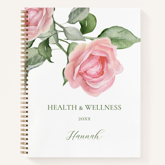 Health & Wellness Tagebuch Rosa Rosen Persönlich g (Vorderseite)
