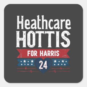 HealthCare Hotties für Harris 24 Kamala Walz Nurse Quadratischer Aufkleber