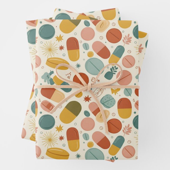 Healthcare & Pharmacy Boho Earth Tone Kapsel Geschenkpapier Set (Beispiel)
