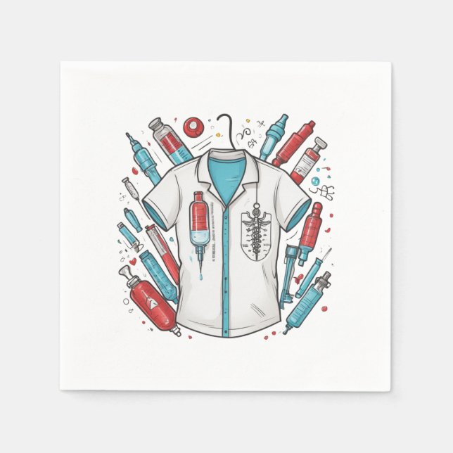 Healthcare Themed Napkins - Syringe & Vial Serviette (Vorderseite)