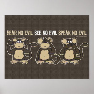 Hear No Evil Monkeys Humor Poster