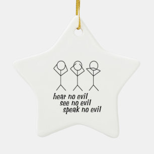 Hear No Evil Stick Figures Keramikornament