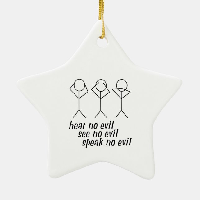 Hear No Evil Stick Figures Keramikornament (Hinten)