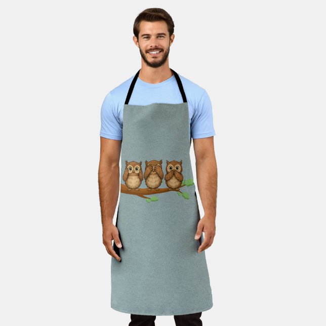 Hear, See, and Speak No Evil Owls Schürze (Getragen)