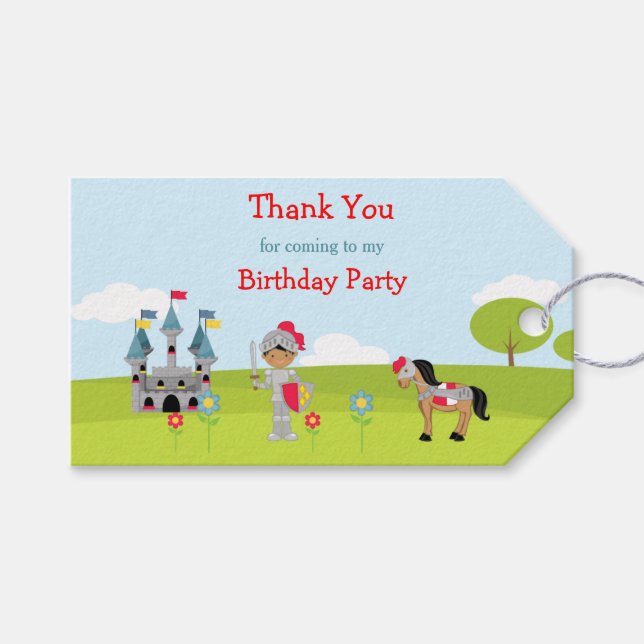 Hear Ye African American Knight Gift Tag Geschenkanhänger (Vorderseite (Horizontal))