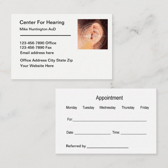 Hearing Aids ENT Appointment Business Cards Visitenkarte (Vorne/Hinten)