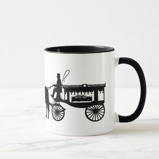 Hearse Carriage Silhouette Beerdigung Tasse (Rechts)