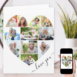 Heart 11 Foto CollageLove You Script Anniversary Karte