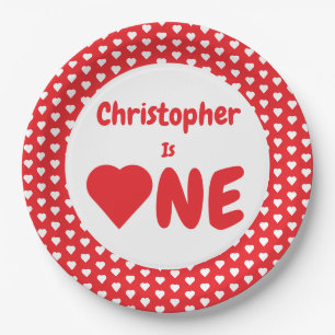 Heart 1. Geburtstagspapier Pappteller