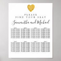 Heart 8-Tisch Hochzeitskarte aus Goldfolie