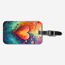 Heart Abstract Watercolor Luggage Tag