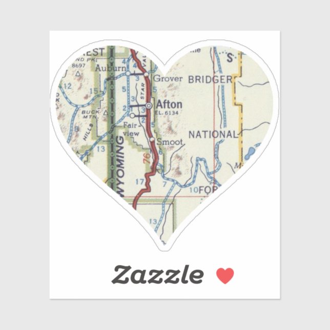 Heart Afton WY Aufkleber (Blatt)