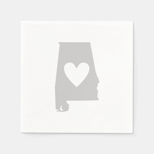 Heart Alabama Staat Silhouette Serviette (Vorderseite)