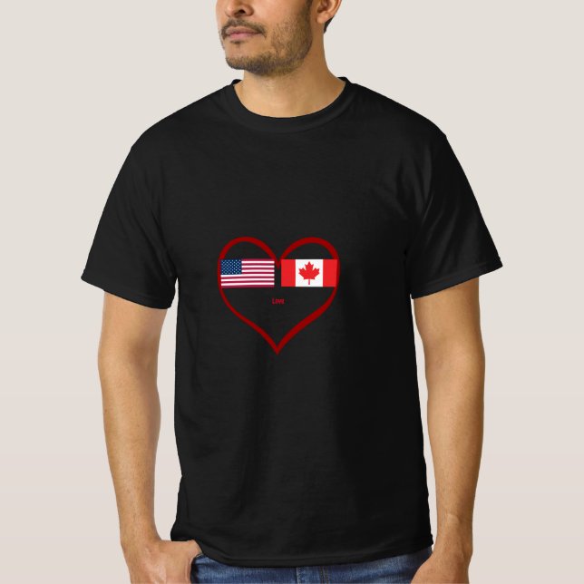 Heart America & Canada Together We Stand T-Shirt (Vorderseite)