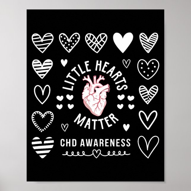 Heart Anatomy Valentine Little Heart Chd Awareness Poster (Vorne)