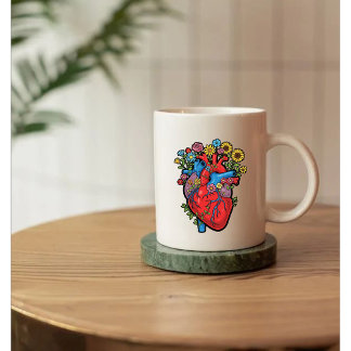 Heart and flowers tasse