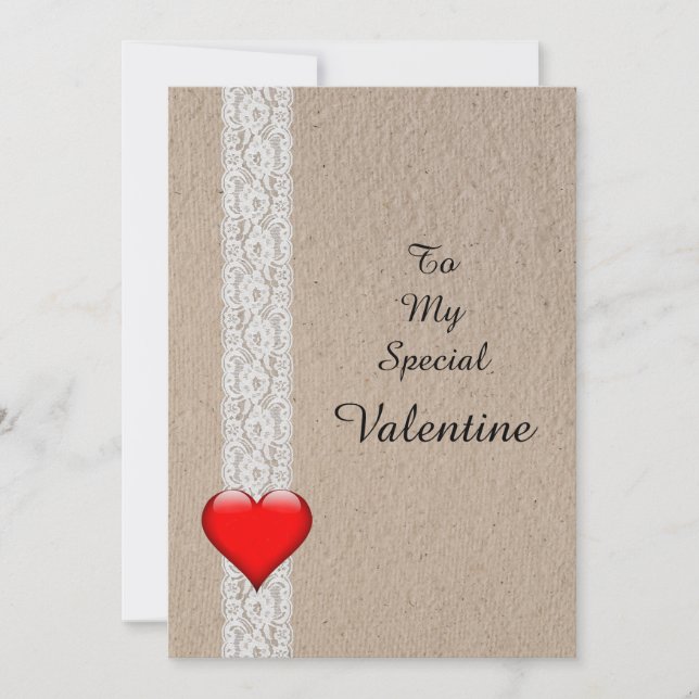 Heart and Lace Special Valentine Feiertagskarte (Vorderseite)