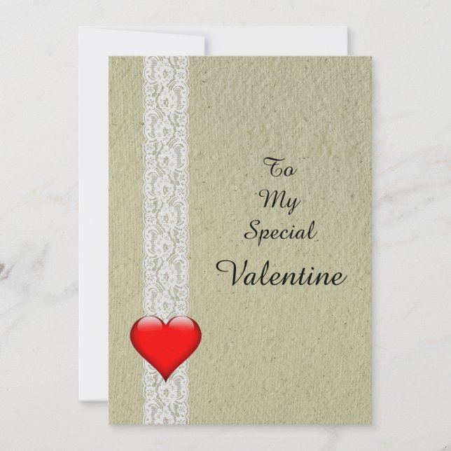 Heart and Lace Special Valentine Feiertagskarte (Vorderseite)