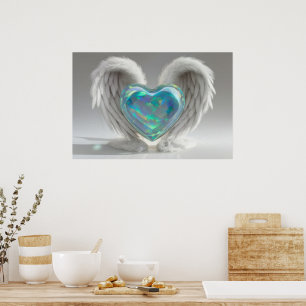 *~*~ Heart Angel Wings AP78 Aquamarin Opal Poster