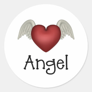 Heart Angel Wings Runder Aufkleber