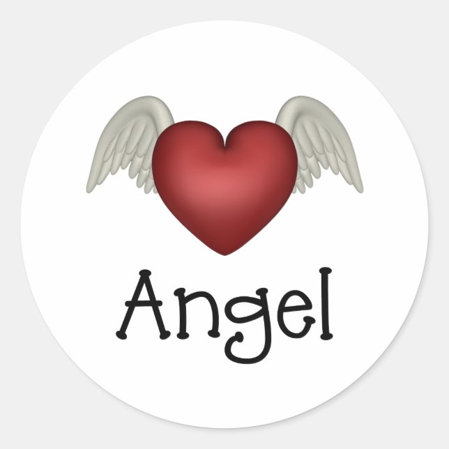 Heart Angel Wings Runder Aufkleber (Vorderseite)