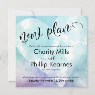 Heart Aqua Lila Zurückgestellt Hochzeit Neue Karte