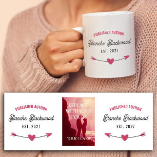 Heart Arrow Veröffentlichter Autor mit Buchabdecku Kaffeetasse