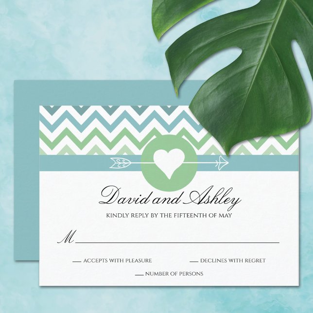 Heart Arrow Zickzack Beach Wedding RSVP Karte (Von Creator hochgeladen)