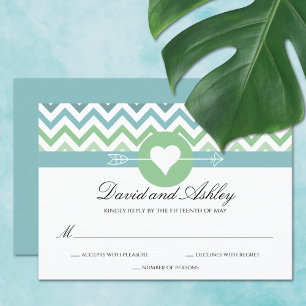 Heart Arrow Zickzack Wedding RSVP Karte