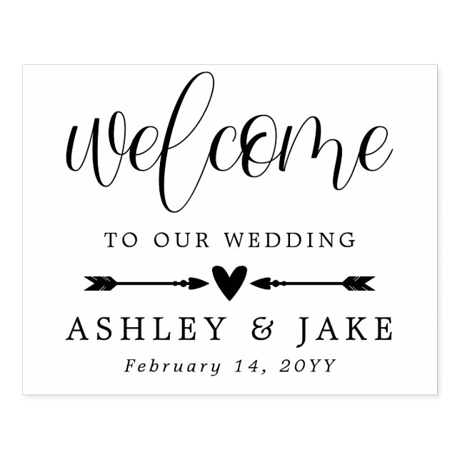 Heart & Arrows Cute Wedding Welcome Gummistempel (Prägung)