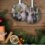 Heart Arrows First Christmas Mrs. Foto Ornament Karte<br><div class="desc">Charmante Frau & Frau Weihnachtsschmuck für frische Weds personalisiert mit einem Foto auf beiden Seiten. Frau & Mrs. ist in einem hübschen Pinselskript über zwei Pfeilen geschrieben,  das in einem handgezeichnet Aussehen mit dem untersten Jahr auf ein Herz zeigt.</div>