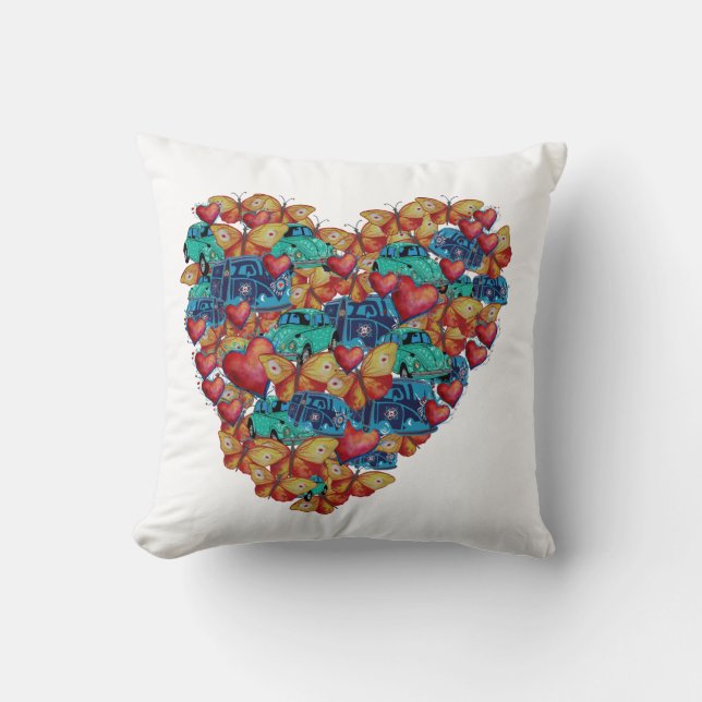Heart Art Hearts Collage Cushion Kissen (Vorderseite)