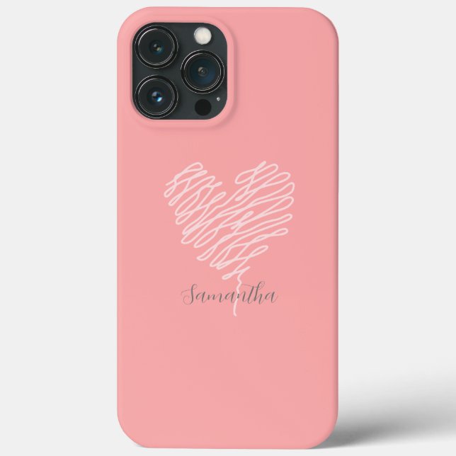 Heart Art Modern Minimalistisch Pink iPhone 13 Fal Case-Mate iPhone Hülle (Rückseite)