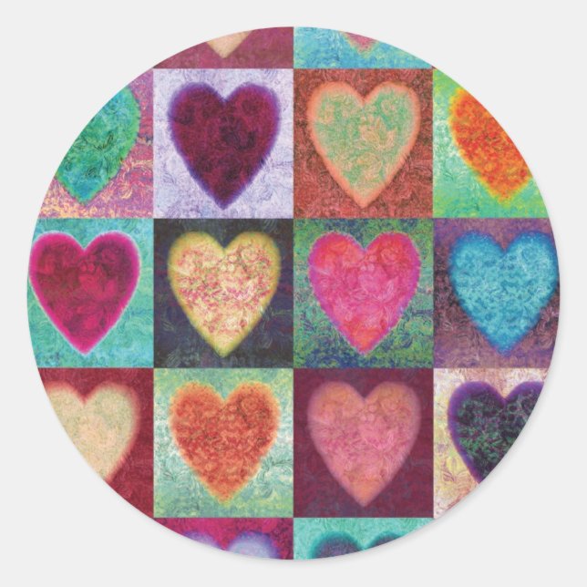 Heart Art Tiles Runder Aufkleber (Vorderseite)