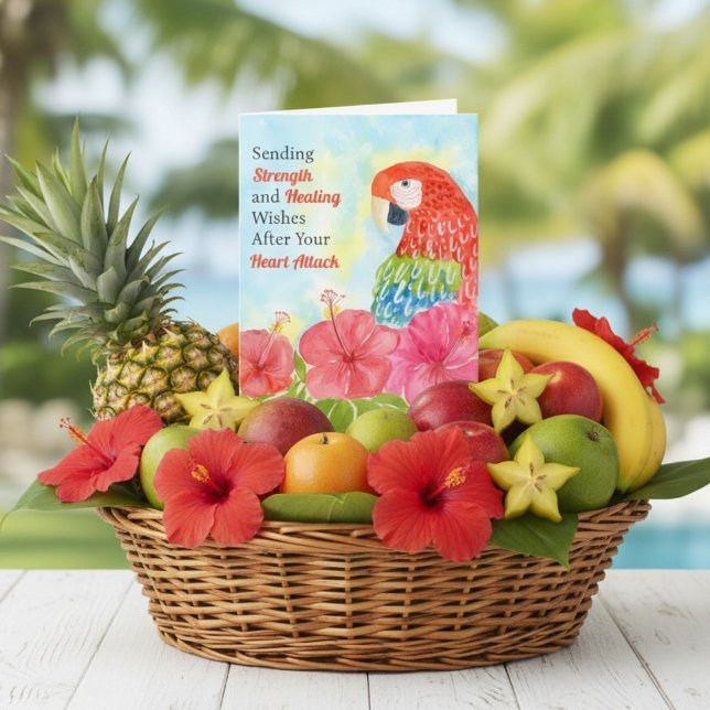 Heart Attack Healing Scarlet Macaws, Hibiscus Karte (Von Creator hochgeladen)