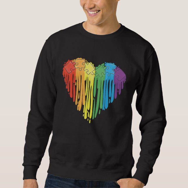 Heart Autism Awareness Puzzle Valentines Day Mothe Sweatshirt (Vorderseite)
