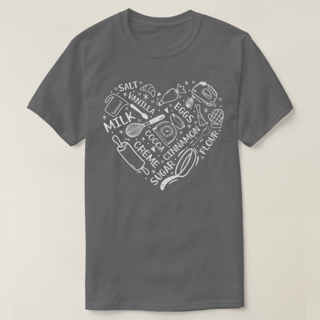 Heart Bake Confectioner Backutensil Baki T-Shirt (Design vorne)