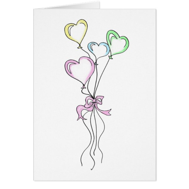 Heart Balloons Bouquet in Pastels Illustration (Vorne)