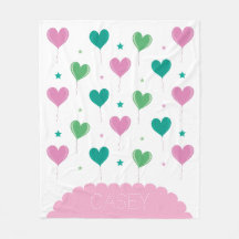 Heart Balloons Green Pink Star Pattern Cute