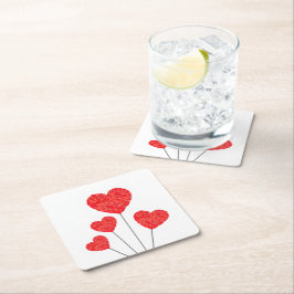 Heart Balloons Illustration Design Rechteckiger Pappuntersetzer