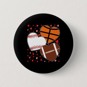 Heart Basketball Baseball Football Jungen Männer V Button