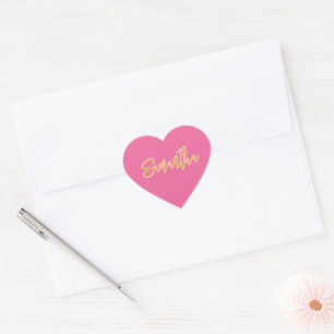 HEART BAT MITZVAH Modernes, hübsch rosa Goldschrif Herz-Aufkleber