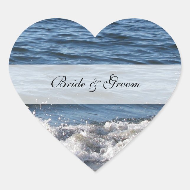 Heart Beach Theme Wedding Stickers (Vorderseite)