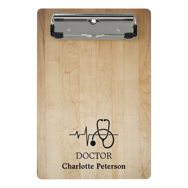 Heart Beat Stethoscope Doctor Mini Klemmbrett (Vorderseite)