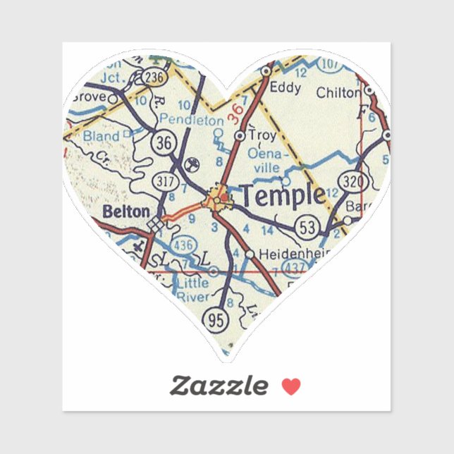 Heart Belton Temple Texas Aufkleber (Blatt)
