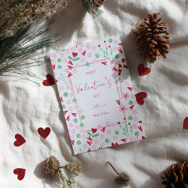 Heart Bloom Meadow on White – Pink & Red Valentine Feiertagskarte